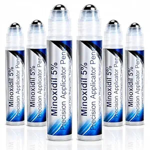 Minoxidil 5% Hair Growth Serum Roll On, Precision Applicator Pens for Men & Women, Topical Hair Regrowth Treatment, Targeted Scalp Application, Easy Dosage Control, 6 Pens x 30 mL