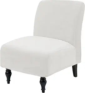 Velvet Armless Accent Chair Covers Luxury Thick Velvet Chair Slipcovers, Removable Furniture Protector for Living Dining Room Hotel, Machine Washable, Off White