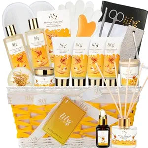 21Pcs Spa Gifts Set, Moisturizing Almond Spa Gift Baskets for Women & Men