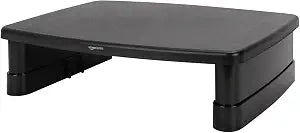 Amazon Basics Height Adjustable Monitor Stand Riser with Storage Organizer, 3-Level Stackable Design, Durable ABS Plastic, Supports up to 22lbs, for Monitors & Laptops, Black