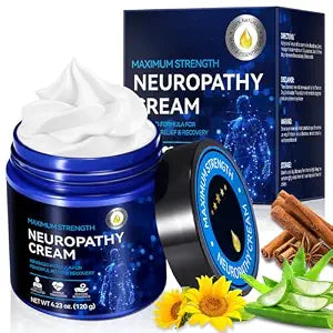 Neuropathy Cream Extra Strength Nerve Cream for Feet, Legs, Neck, Back, Hands, Body ��� Lightweight, Plant-Based Formula with Cooling Comfort, 4 oz 1Pack