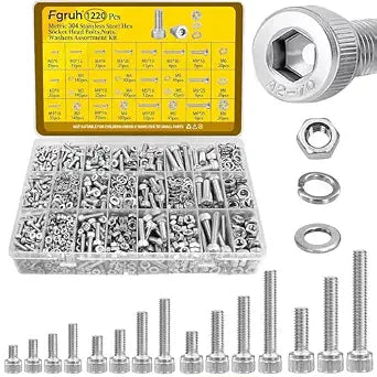 1220PCS M3 M4 M5 M6 Metric Hex Socket Head Screws Assortment Kit