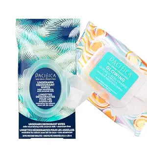 Pacifica Underarm Deodorant Wipes & Makeup Remover Face Wipes Bundle – Aluminum-Free Odor Control & Facial Cleansing Towelettes, 2-Pack (30ct Each, 60 Total) – Vegan, Cruelty-Free Travel Essentials