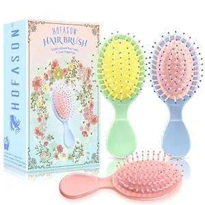 HOFASON 3 Pcs Mini Wet Hair Brush for Toddler Teen Girls Stocking Stuffers