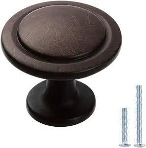 25 Pack Oil Rubbed Bronze Kitchen Cabinet Knobs Modern Solid Metal Cabinet Hardware for Drawer Dresser 1-1/4 inch Round Drawer Handles Pulls