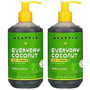Alaffia Everyday Coconut Face Cleanser, Purely Coconut 2-Pack, 12 Fl Oz Ea