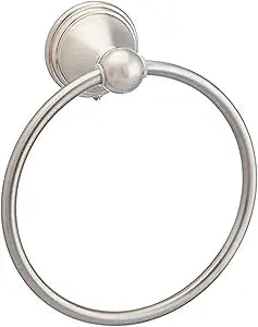 Amazon Basics Round Modern Towel Ring, 6.3-inch Diameter, Satin Nickel