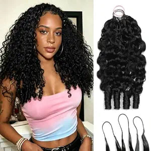 Burmese Curly Crochet Human Hair 16 Inch Feather Crochet Human Hair Invisible Pre-Separated Miracle Soft Knots Human Crochet Hair Extensions For Black Women 50g Natural Black#