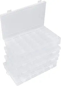 Hlotmeky Bead Organizer 36 Grids 4 Pack Clear Plastic Parts Organizer Box 3600 Tackle Box Craft Storage Compartment Divided Container