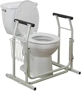 Drive Medical Freestanding Toilet Safety Frame Grab Bar Rail, White