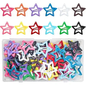 64Pcs Star Snap Hair Clips for Women Snap Hair Barrettes Star Grip Hair Clips for Women Girls (12 Random Colors)