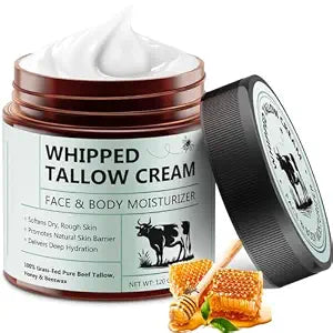 Beef Tallow for Face & Skin, Whipped Grass-Fed Cream, 4.2 oz