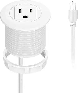Mini Desktop Power Hub Grommet, Desk Outlet Charge Stantion Build-in 1 US Standard Outlet with 6.56 FT Extension Power Cord,Recessed Power Strip Socket for Table Cabinet Sofa Nightstands