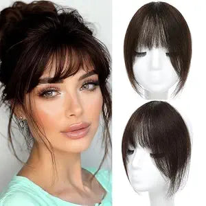 Clip in Bangs Real Human Hair French Bangs with Temples