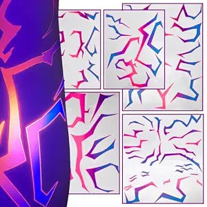 UV Shine Lightning Patterns Temporary Tattoos - Body Tattoo Set for Halloween, Cosplay, Festivals, Dance Parties, and Raves