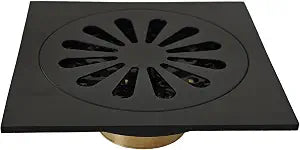3.9 Inch Black Square Copper Shower Floor Drain with Removable Strainer Cover, Anti-Clogging Brass Drain, Tile Insert Floor Drainer for Bathroom, Kitchen, Garage, Basement