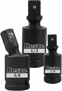 Resze 3 Pcs 1/4",3/8"& 1/2" Universal Joint Swivel Socket Adapter Set