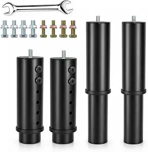 Metal Adjustable Bed Legs Replacement for Adjustable Bed Base Frame Parts Heavy Duty Feet Support Extra Height Range 7 to 12 Inch 8mm 10mm Thread Compatible with 89% Base (Set of 4)