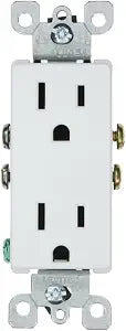Leviton 5325-W 15 Amp, 125V, Decora Duplex Receptacle, Residential Grade, Grounding, White, 10-Packwhite