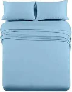 Cottingon 42" X 80" 4 PC Sheet Set for Campers, Trailer Bunk Beds, Luxury Soft Microfiber Fits 6 to 10 Inches Deep RV Mattress, Light Blue
