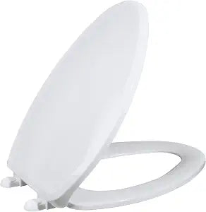 VICAR M-100 Elongated Toilet Seat Standard Close, Durable Plastic, Easy Install, Closed Front, Universal Elongated Fit, White