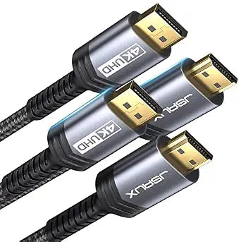 4K DisplayPort to HDMI Cable Adapter 2Pack 6.6FT, JSAUX DP to HDMI Male UHD 4K@30Hz/2K@60/1080P@120 Nylon Braided Uni-Directional HDTV Cord for Dell, Monitor, Projector, Desktop, AMD, NVIDIA,Lenovo,HP