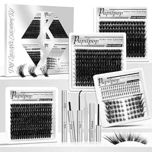 Fox Eye+60D+80D+100D Lash Clusters Kit 4 Styles with Bottom Lashes