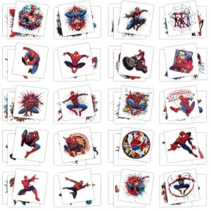 60Pcs Cool Spider Temporary Tattoos Cute Cartoon Waterproof Tattoo Stickers for Kids fan, Birthday Parties, and Christmas