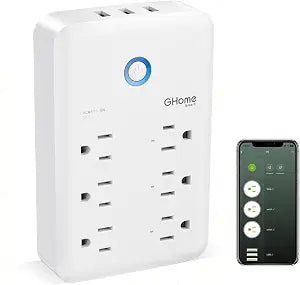 GHome Smart Plug Outlet Extender, USB Wall Charger with 3 Individual Smart Outlets and 3 Smart USB Ports, Works with Alexa Google Home, WiFi Power Strip for APP Control,15A/1800W