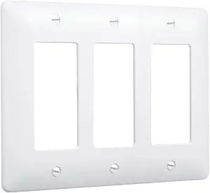 TayMac 5550W Paintable Masque Wall Plate Cover, White, 3-Gang