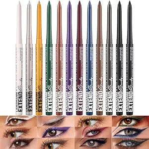 LANGMANNI 12Pcs Metal Colorful Eyeliner Pencil Set - Matte & Shimmer Eye Makeup,Smooth Use Long-Lasting & Waterproof Eyeliner Set