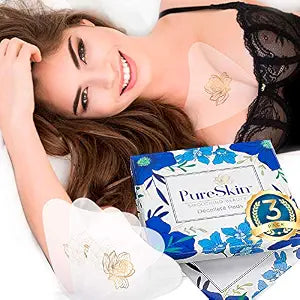 PureSkin Chest Wrinkle Patches – Silicone Chest Wrinkle Pads for Decollete – Anti-Aging Skin Firming, Smoothing – Reusable Overnight Patches for Side Sleeping – 3 Pack (45-Day Supply)