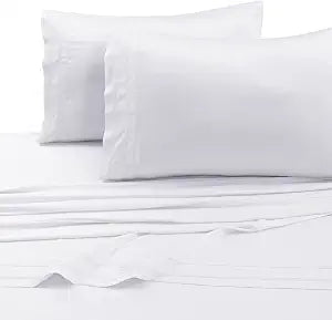 Tribeca Living BAMB300PCKIWH 300 TC Rayon from Bamboo Pillow Pair, White, King