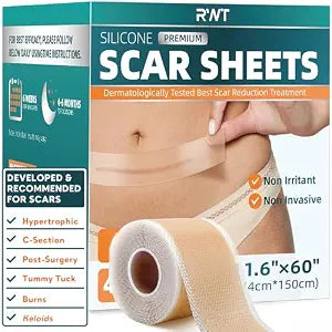 Silicone Scar Tape - 60" x 1.6" Roll - 1.5M, Scar Treatment for Improves Surgical, Keloid, Hypertrophic Scars - Medical Grade Reusable Silicone Scar Sheets