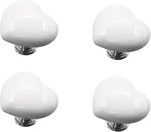 4Pcs White Love Heart Shaped Toilet Tank Button, Toilet Push Tool, Multifunctional Handle Helper for Toilet Lid and Tank Covers Drawer Toilet Tank Button Aid Bathroom Decor Toilet Parts,Plumbing