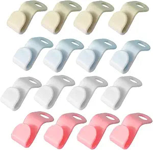 Meafeng 100Pcs 4 Color Hanger Hooks Stackable Space-Saving Closet Organizer