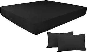 N&Y HOME Bundle Set of Stretch Fitted Sheet and Pillow Cases - Black, King