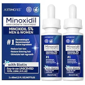 Minoxidil for Men Liquid Solution, Minoxidil for Women Hair Growth Serum, 5% Minoxidil Serum for Stronger Roots & Thicker, Fuller Hair (4 FL OZ, 2PCS-Dropper)