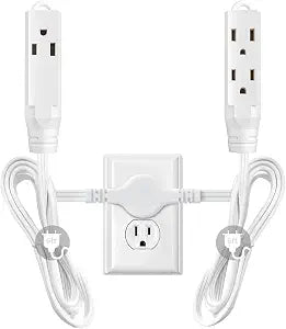 Twin Extension Cord Power Strip, Double Extension Cord - 6 Ft On Each Side