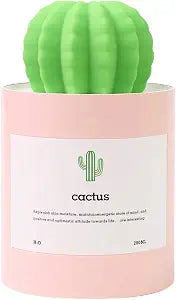 Mini Humidifier, 280ml USB Cool Mist Portable Cactus Air humidifier, Ultra-Quiet Operation for Bedroom Home Office Yoga Car Travel(Pink)
