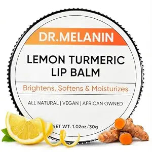 Dr. Melanin Lemon Turmeric Lip Balm, Brightening Care for Dull-Looking Lips