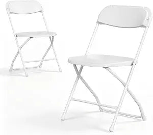 2 Pack Plastic Folding Chairs, Lightweight Stackable Portable Commercial Seat with Steel Frame for Patio, Garden, Picnic, Party, Kitchen, Indoor Outdoor Events