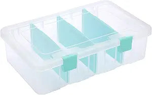 BTSKY Clear Plastic Dividing Storage Box with 4 Compartments Sewing Box