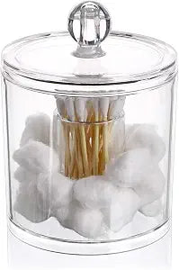 Hipiwe Acrylic Cotton Ball and Swab Organizer with Qtip Holder and Lid