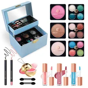 Color Nymph Makeup Gift Set for Teens Makeup Organizer with Mirror - Blue