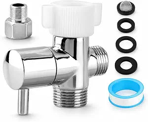 Bidet T Adapter With Shut off Valve, Metal T Valve for Bidet 7/8 x 7/8 x 1/2or 3/8, 3-way Tee Connector Bidet Attachments for Bathroom Installation
