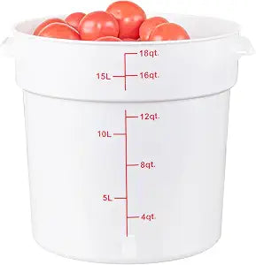 Restaurantware-Met Lux 18 Quart Food Storage Container, 1 White Storage Container - Lids Sold Separately, Red Volume Markers, Dishwashable Box, Side Handles, For Storing Foods