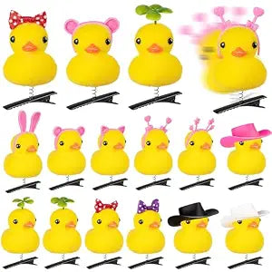 12 Pcs Duck Hair Clips, Cute Festival Rave Sprouts, Yellow Duck Hairpin Accessorie for School Home Party Props