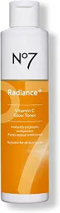 No7 Radiance+ Vitamin C Glow Toner ��� 2% Vitamin C Complex with Willow Bark & Aloe Vera ��� AHA Exfoliant for Smoother Skin ��� Hydrating Face Toner (6.7 fl oz)