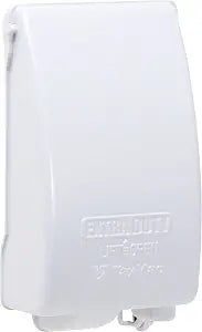 TayMac MX4280WH EXTRA DUTY White 1-Gang Expandable Weatherproof In-Use 2-in. to 3-1/2-in. In-Use Electrical Outlet Cover, Vertical, Outdoor Outlet Cover for Electrical Box, UFAST Configuration
